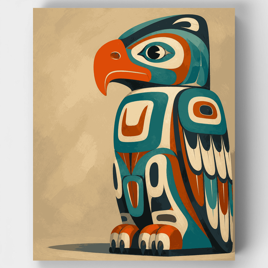 Kit de pintura por números - Ave tótem tallada — Estándar