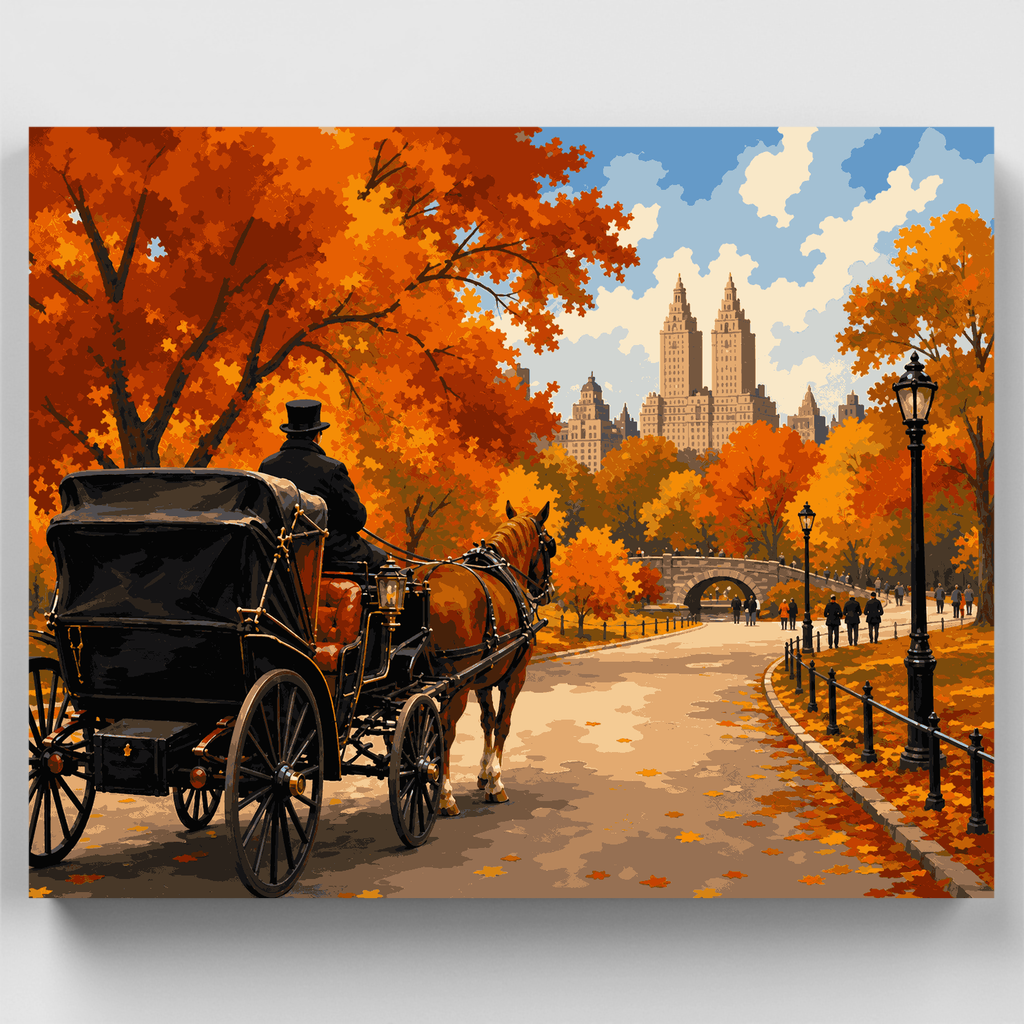 Paseo en carruaje por Central Park - Kit de pintura por números — Estándar