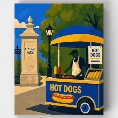 Central Park Hot Dog Cart - Paint by Numbers Kit