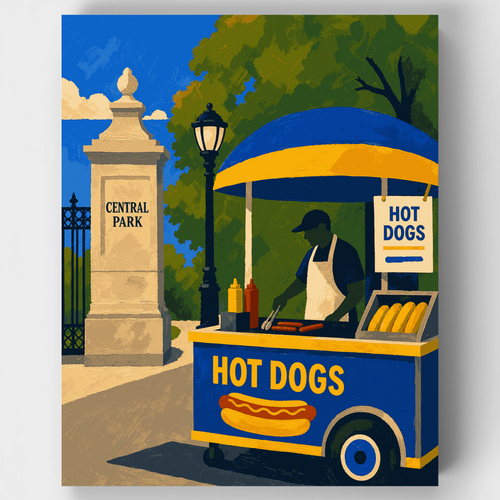 Central Park Hot Dog Cart - Paint by Numbers Kit