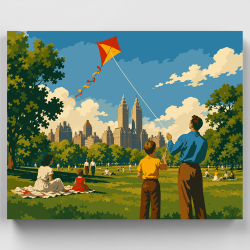Central Park Kite Day - Paint by Numbers Kit