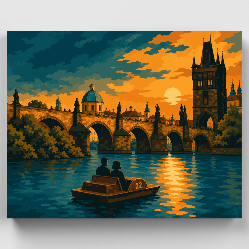 Kit de pintura por números: Atardecer en el Puente de Carlos — Estándar