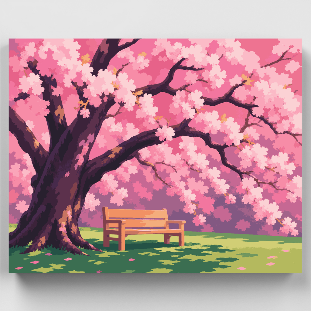 Banco de flores de cerezo - Kit de pintura por números — Estándar