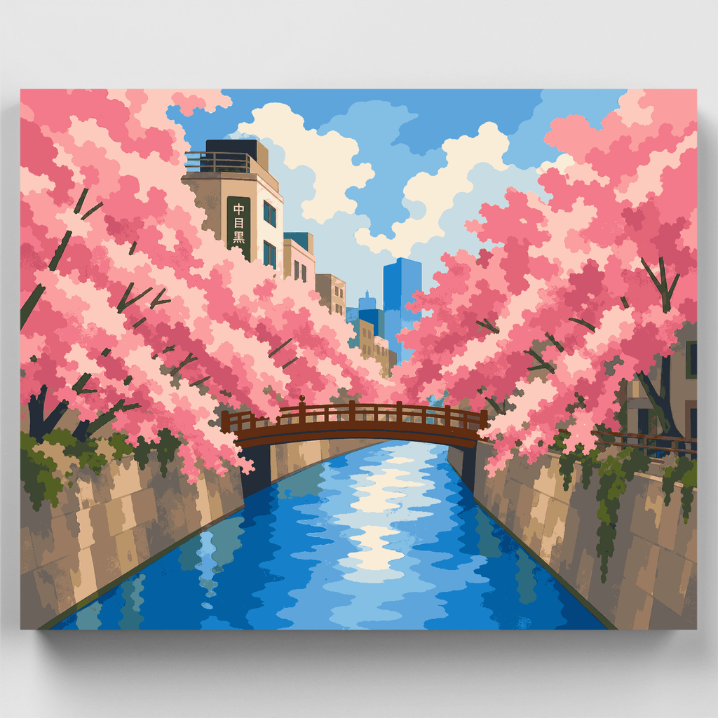 Cherry Blossom Canal - Paint by Numbers Kit