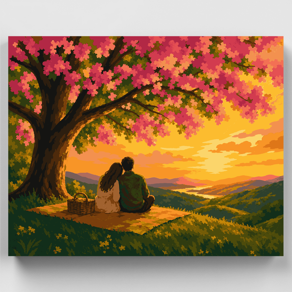 Cherry Blossom Sunset Picnic - Paint by Numbers Kit