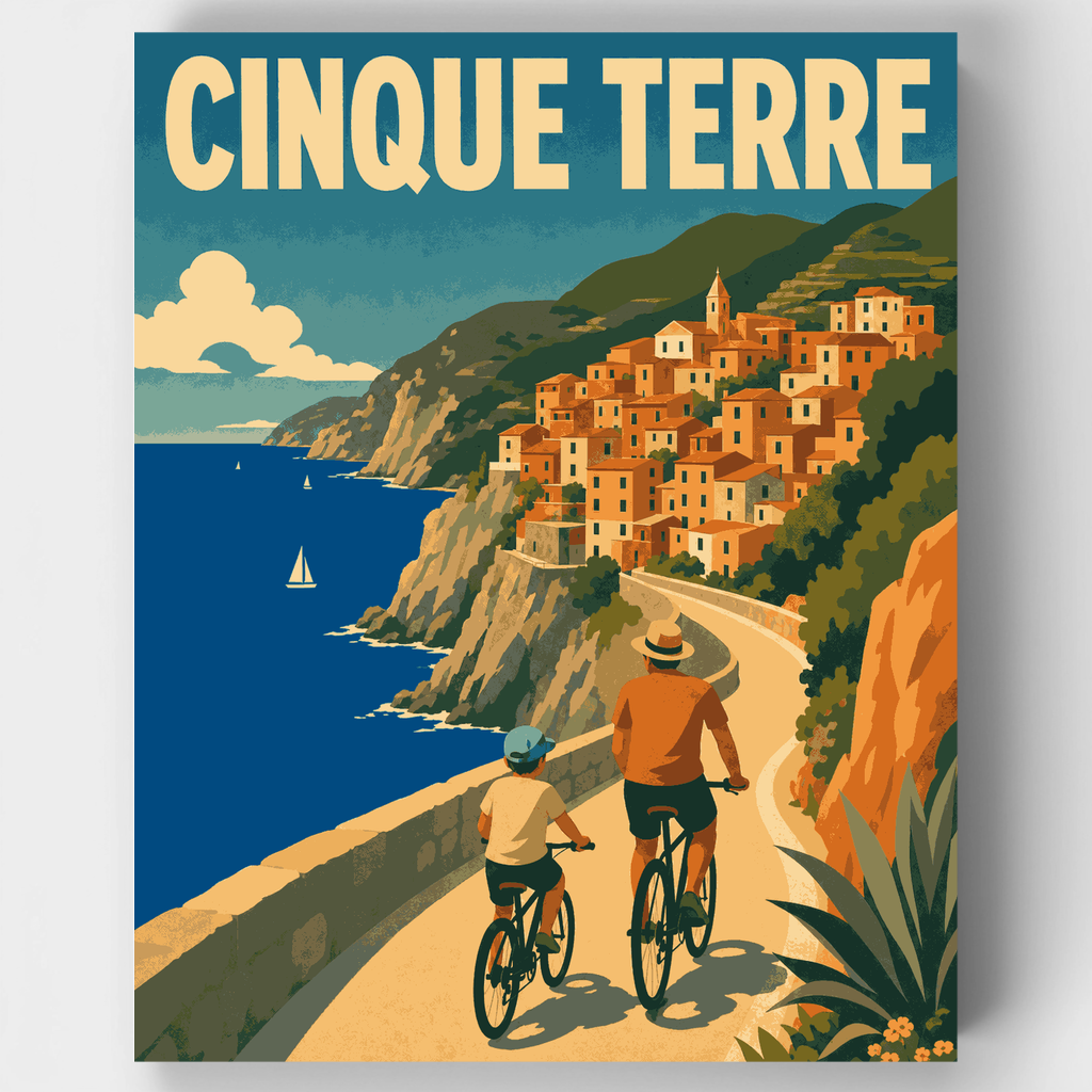 Paseo en bicicleta por la costa de Cinque Terre - Kit de pintura por números — Estándar