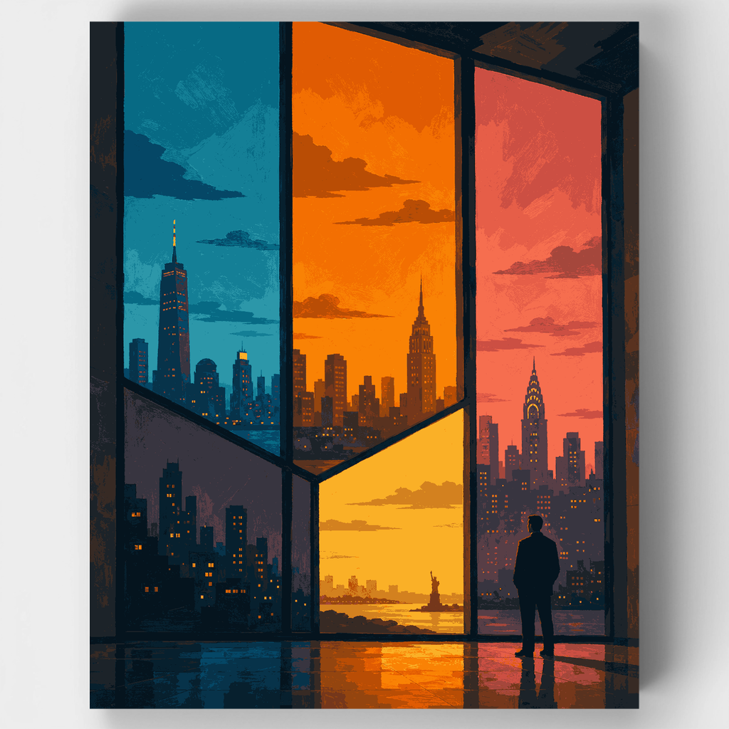Ciudad a través del cristal - Kit de pintura por números — Estándar