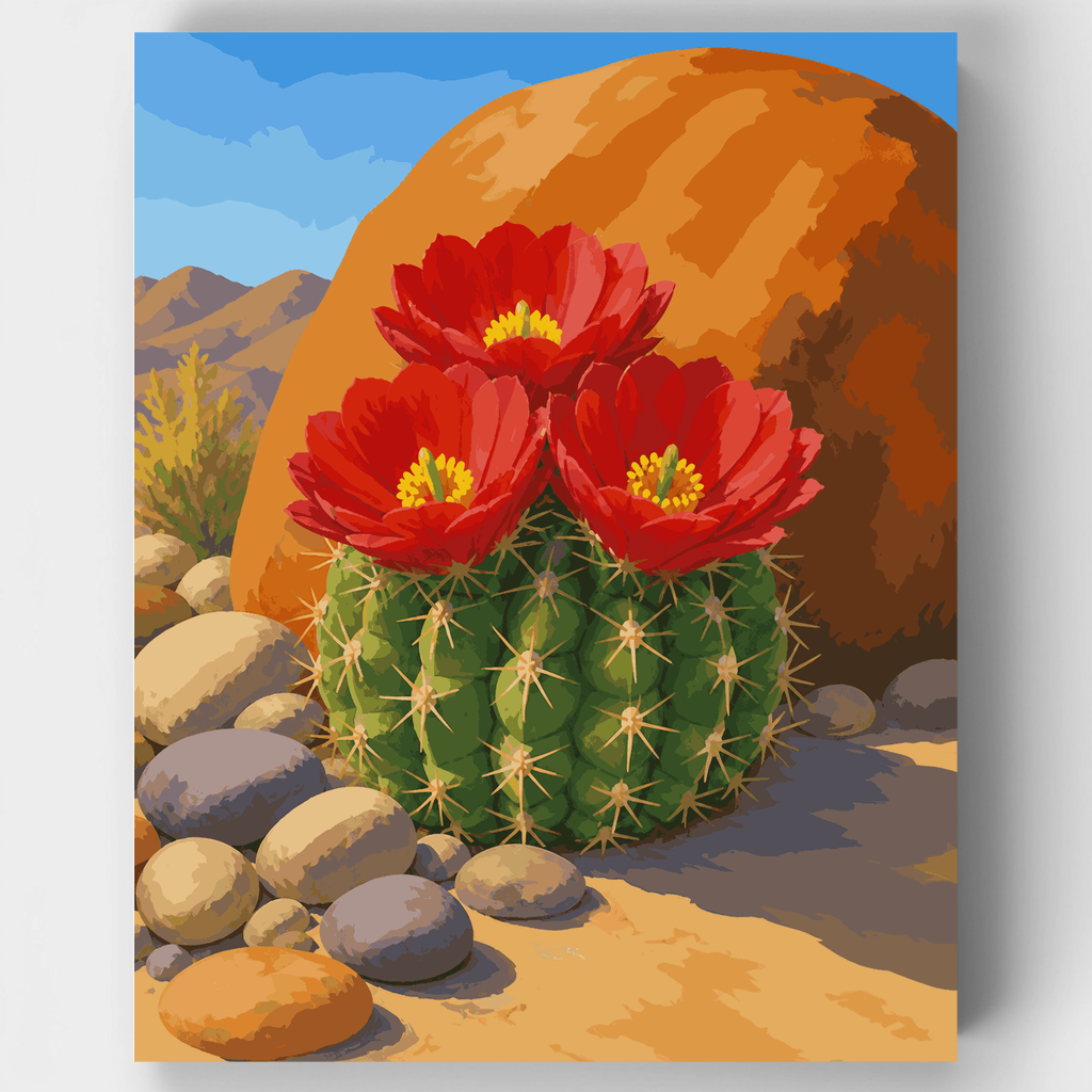 Kit de pintura por números: Flor de cactus Claret Cup — Estándar