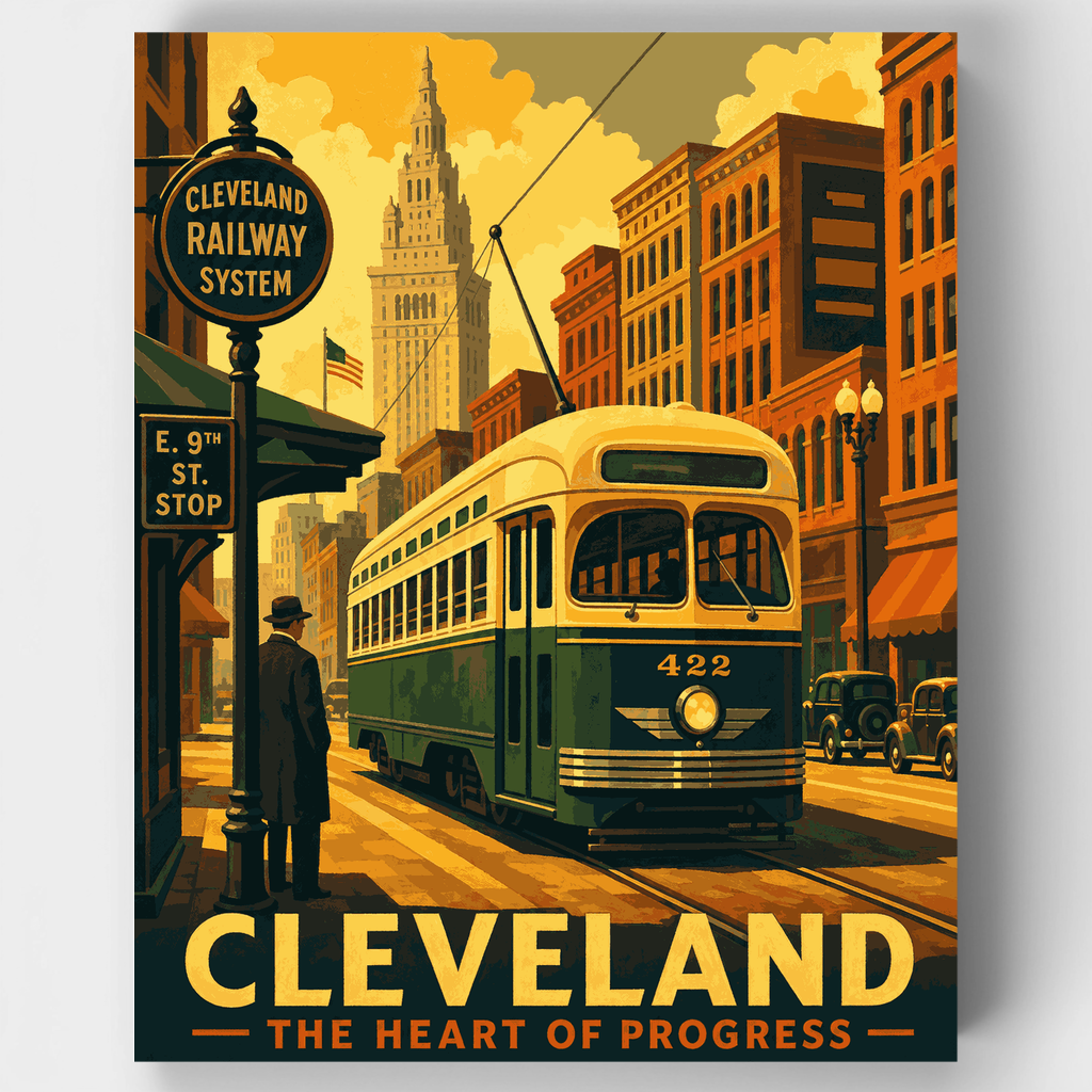 Cleveland Streetcar 422 - Paint by Numbers Kit