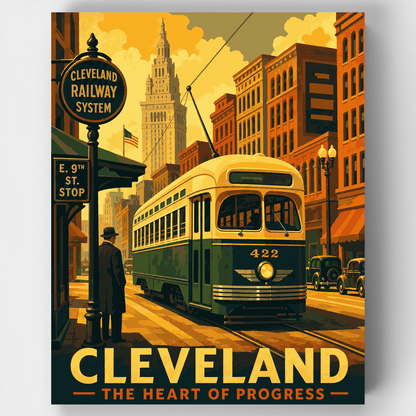 Cleveland Streetcar 422 - Paint by Numbers Kit