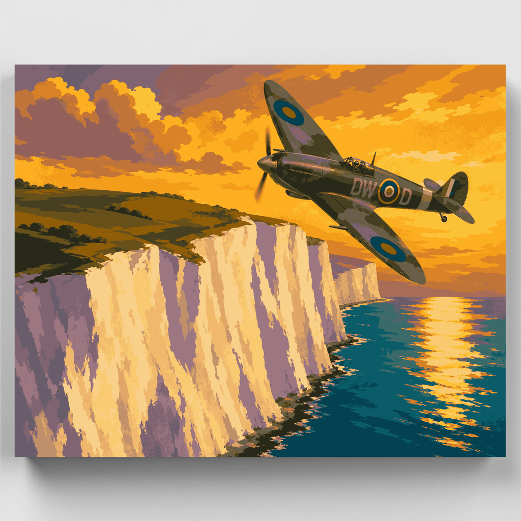 Kit de pintura por números: Spitfire sobre los acantilados de Dover — Estándar