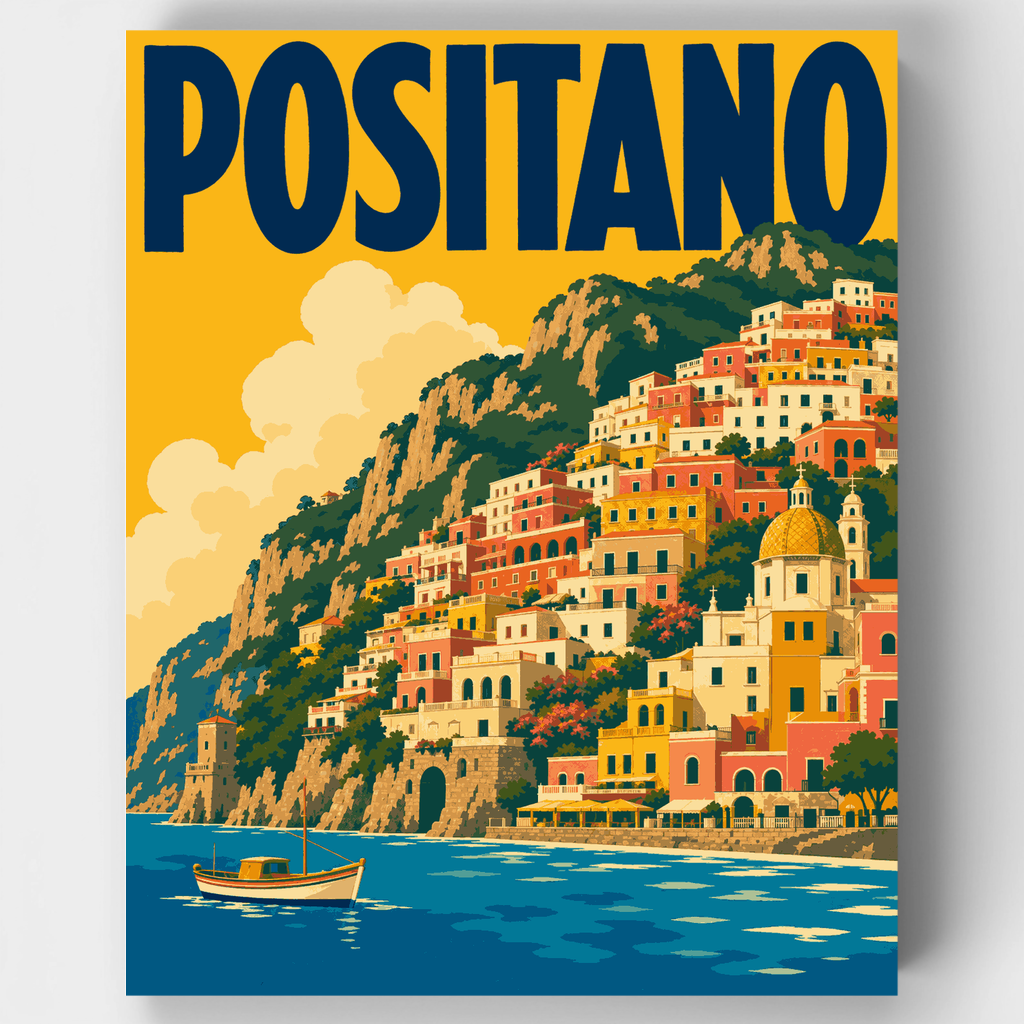 Cliffside Village at Sea - Paint by Numbers Kit