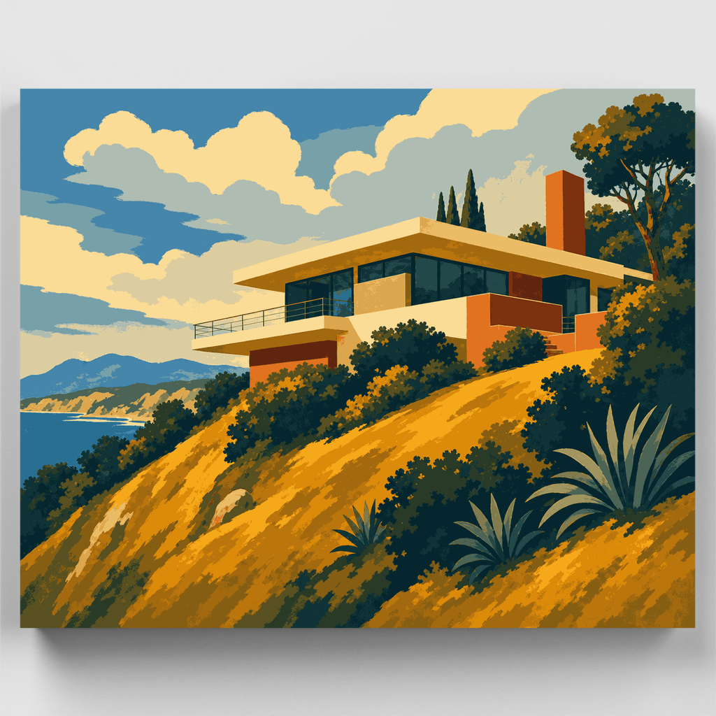 Clifftop Modern Villa - Paint by Numbers Kit