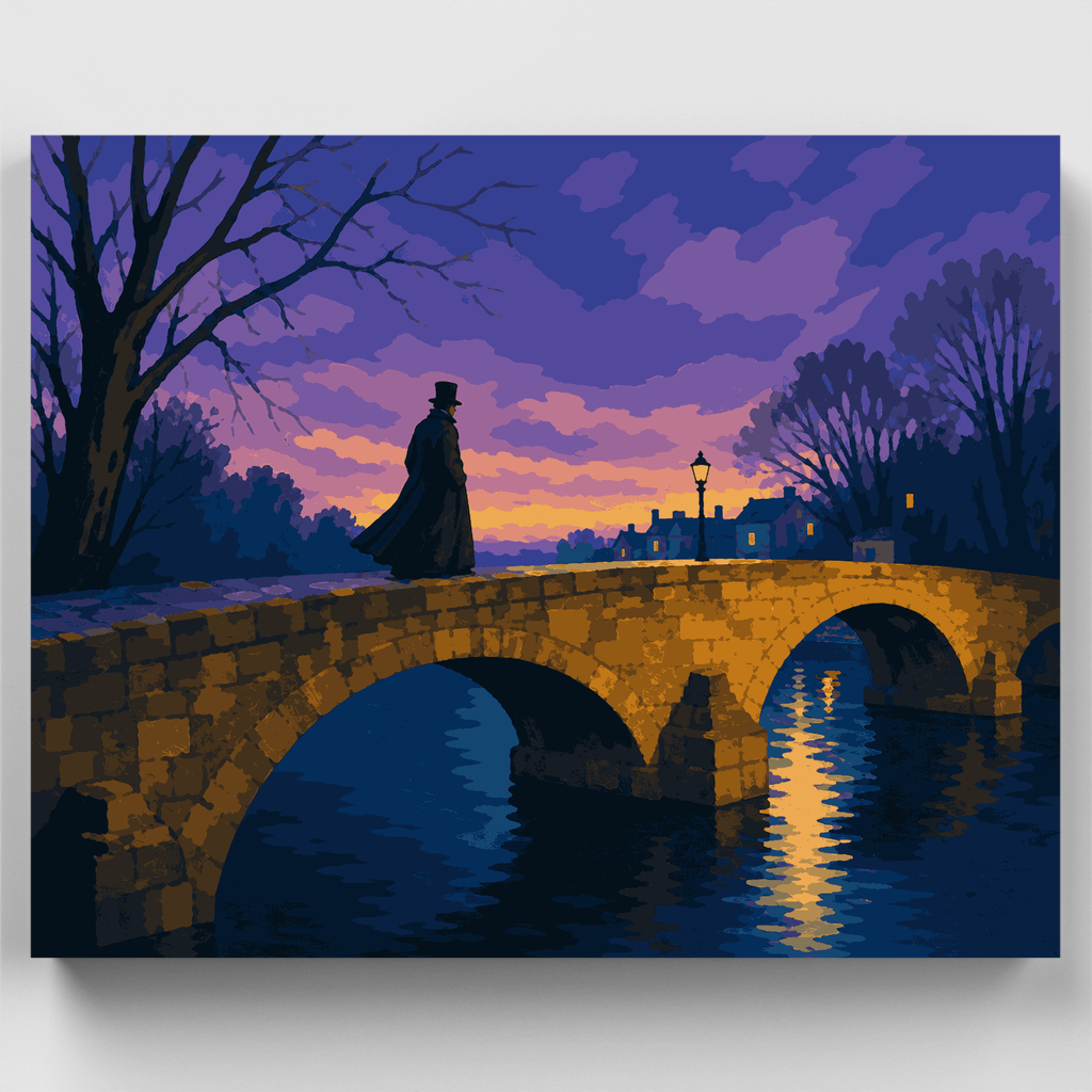Figura encapuchada en el puente - Kit de pintura por números — Estándar