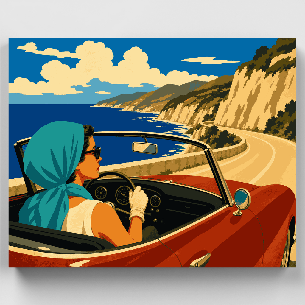 Kit de pintura por números - Paseo en descapotable por la costa — Estándar