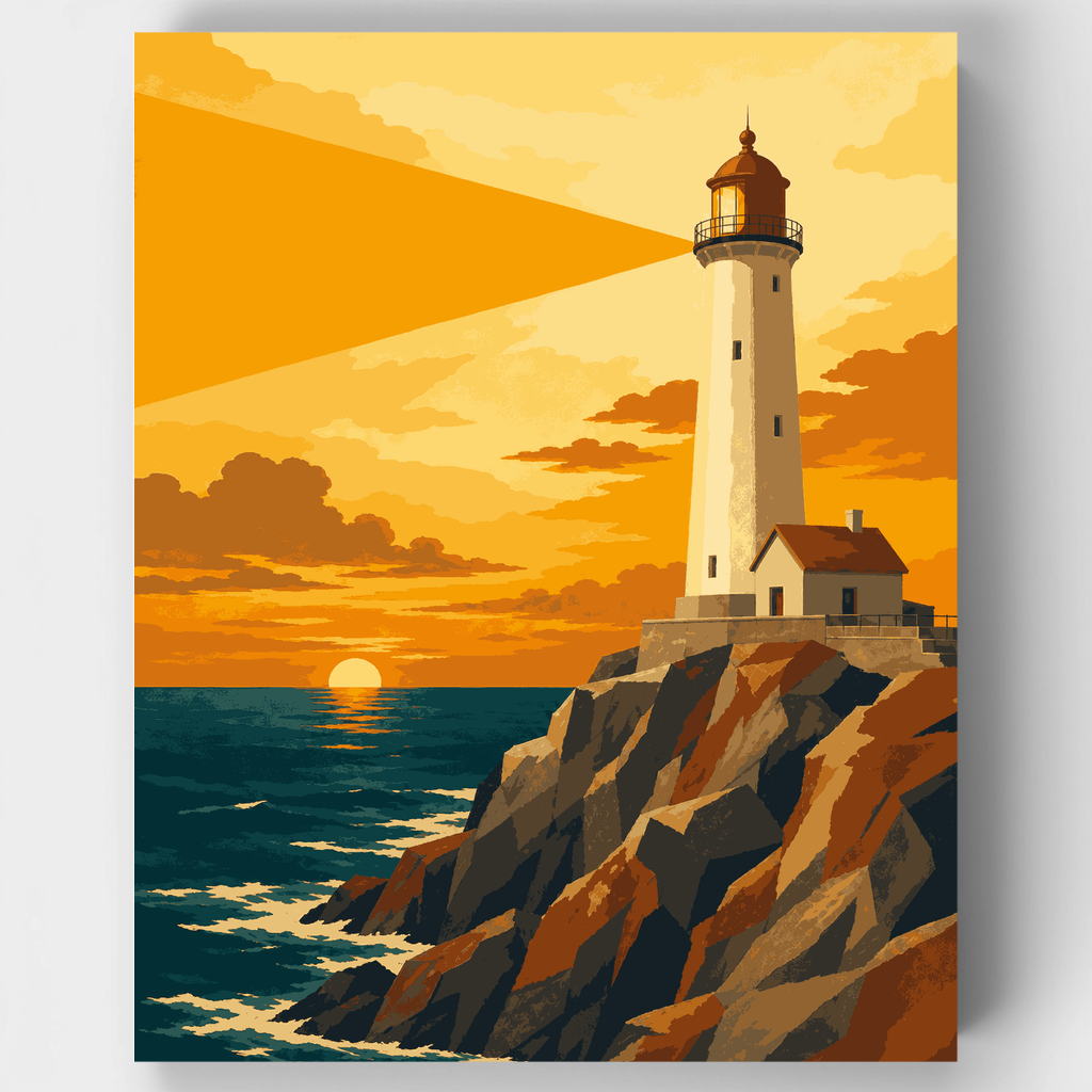 Kit de pintura por números - Brillo del faro costero — Estándar