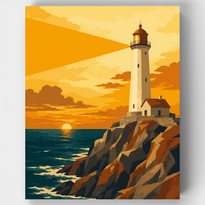 Coastal Lighthouse Glow - Paint by Numbers Kit