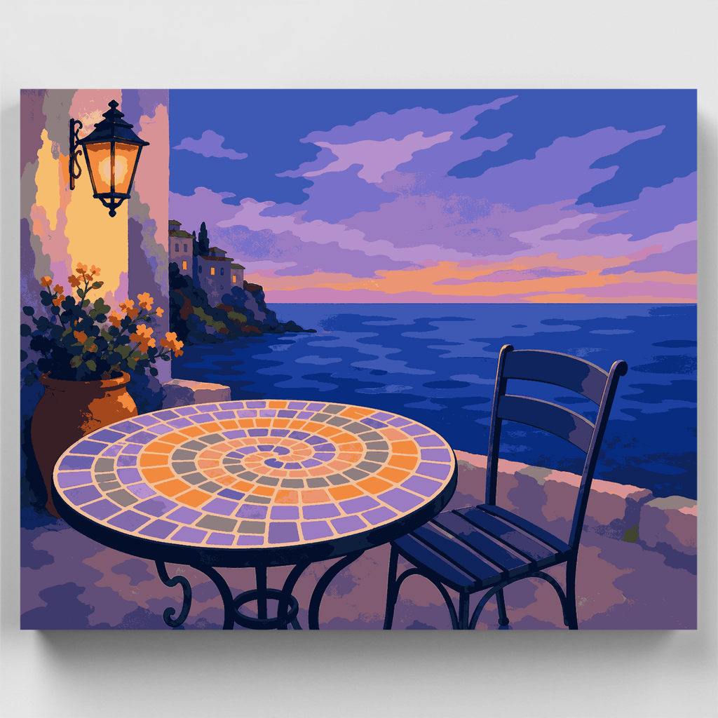 Terraza de Mosaico Costero - Kit de Pintura por Números — Estándar