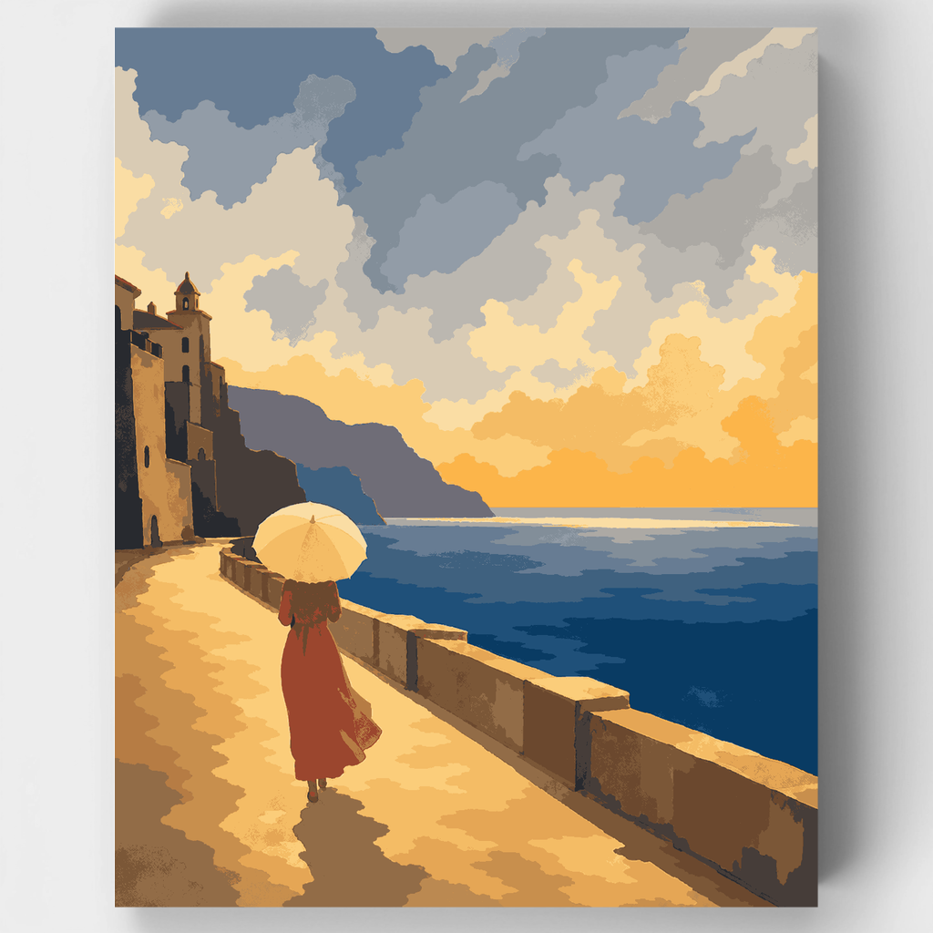 Paseo costero al atardecer - Kit de pintura por números — Estándar