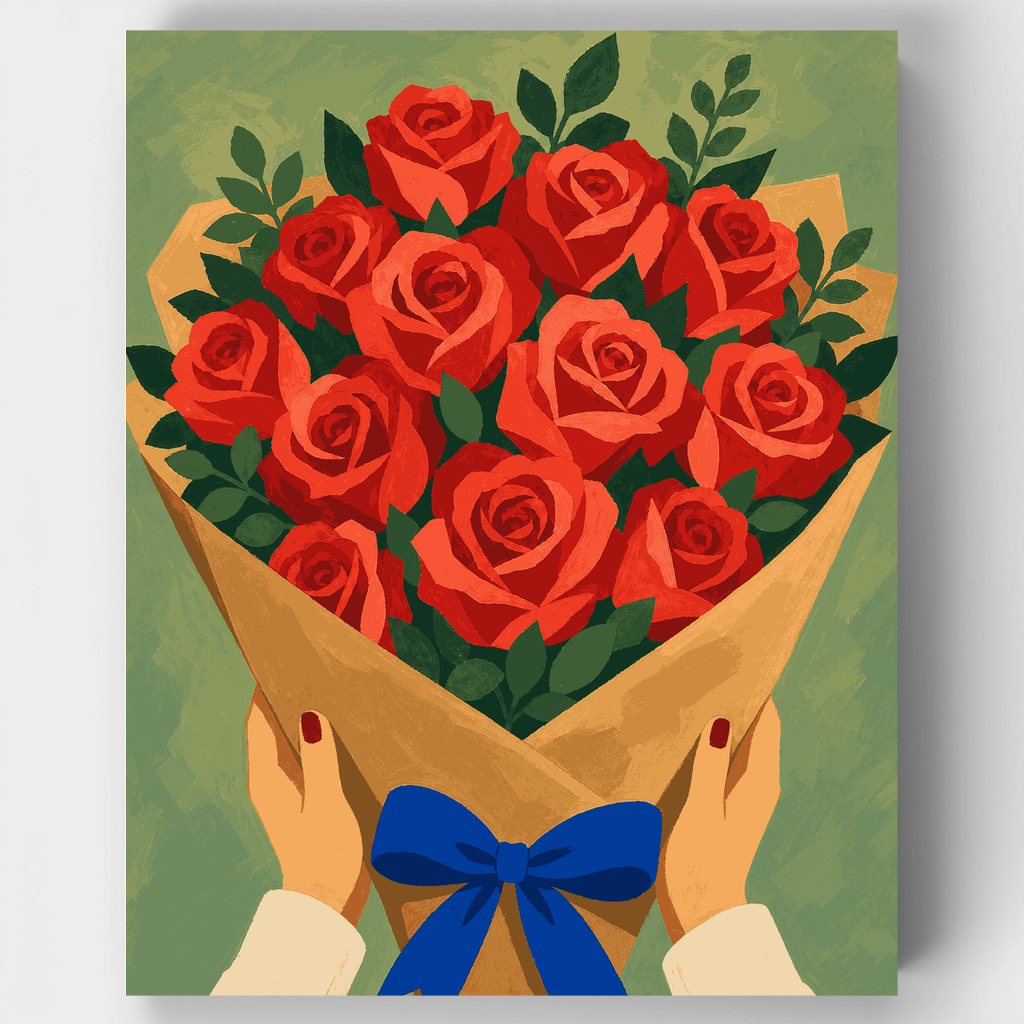 Cobalt Ribbon Bouquet - Paint by Numbers Kit