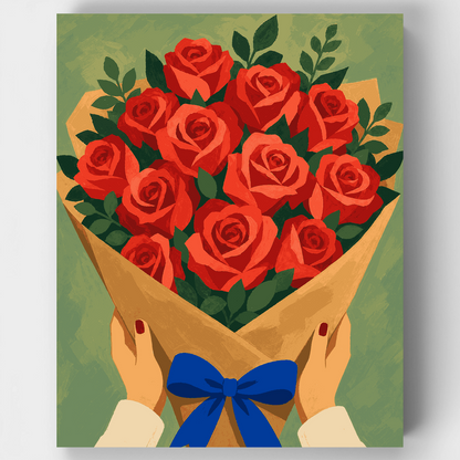 Cobalt Ribbon Bouquet - Paint by Numbers Kit