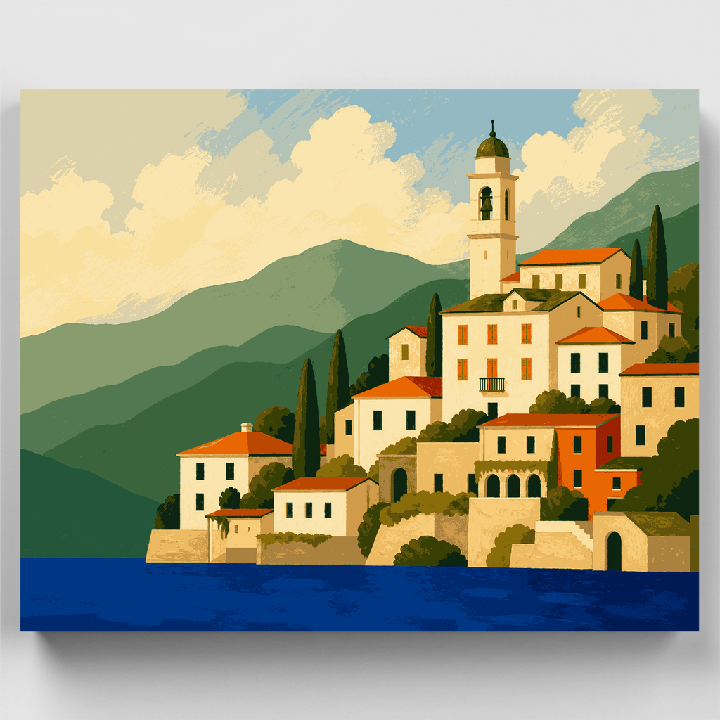 Como Bell Tower Village - Kit de pintura por números — Estándar