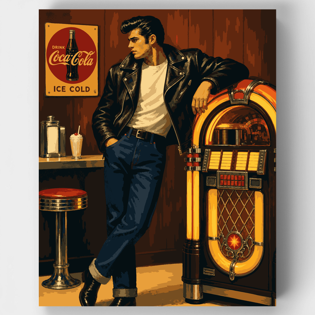 Gato Genial en la Jukebox - Kit de Pintura por Números — Estándar