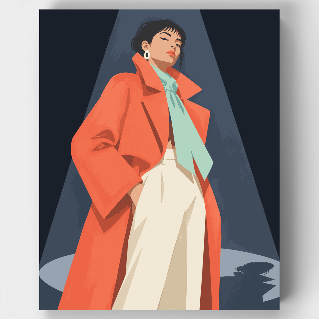 Kit de pintura por números: Destacado de abrigo coral — Estándar