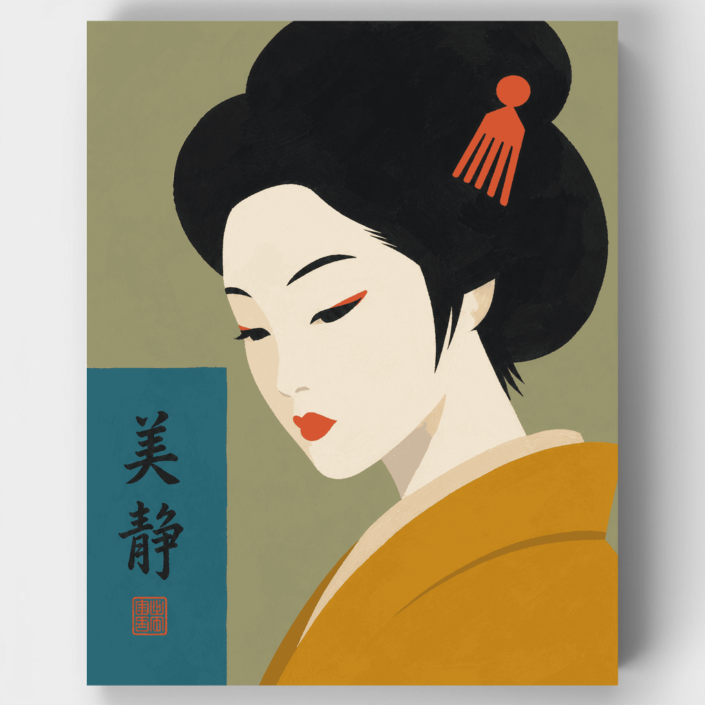Kit de pintura por números: Adorno para el cabello coral de geisha — Estándar