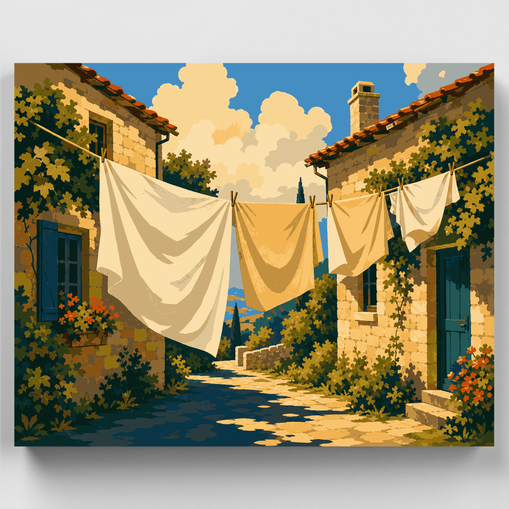 Kit de pintura por números - Tendedero en la casa de campo — Estándar