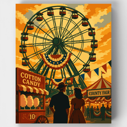 County Fair Ferris Wheel - Paint by Numbers Kit