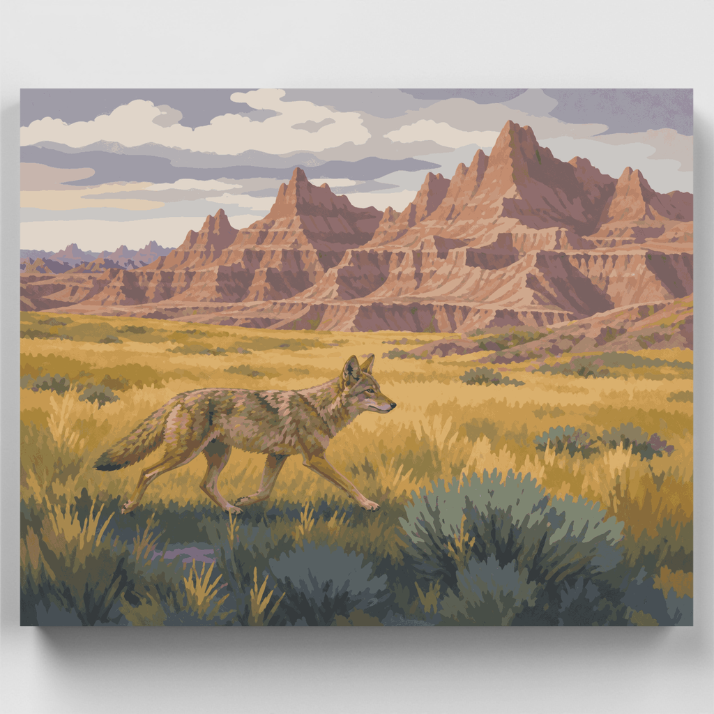 Coyote en Badlands - Kit de pintura por números — Estándar