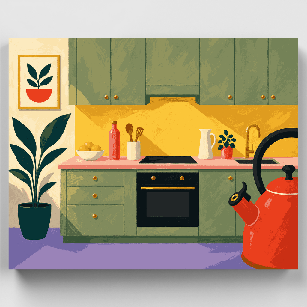 Escena de cocina acogedora - Kit de pintura por números — Estándar