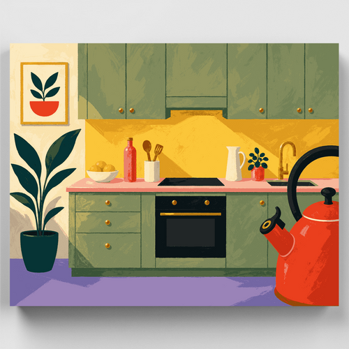 Cozy Kitchen Scene - Paint by Numbers Kit