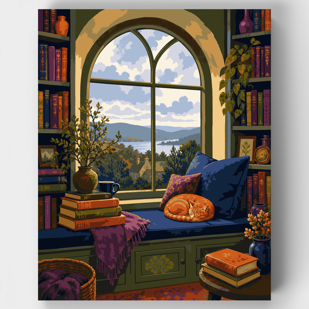 Rincón acogedor junto a la ventana - Kit de pintura por números — Estándar