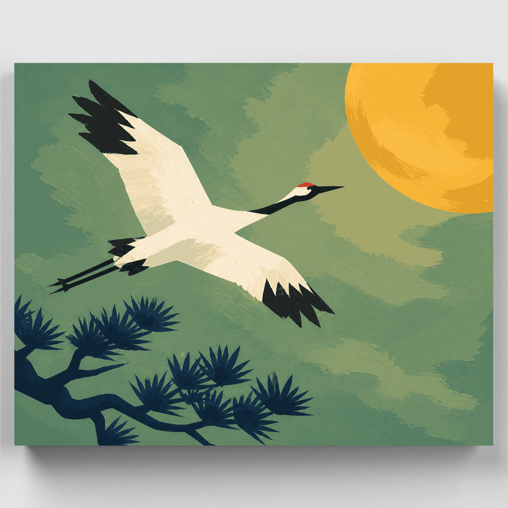 Crane Over Mustard Moon - Paint by Numbers Kit