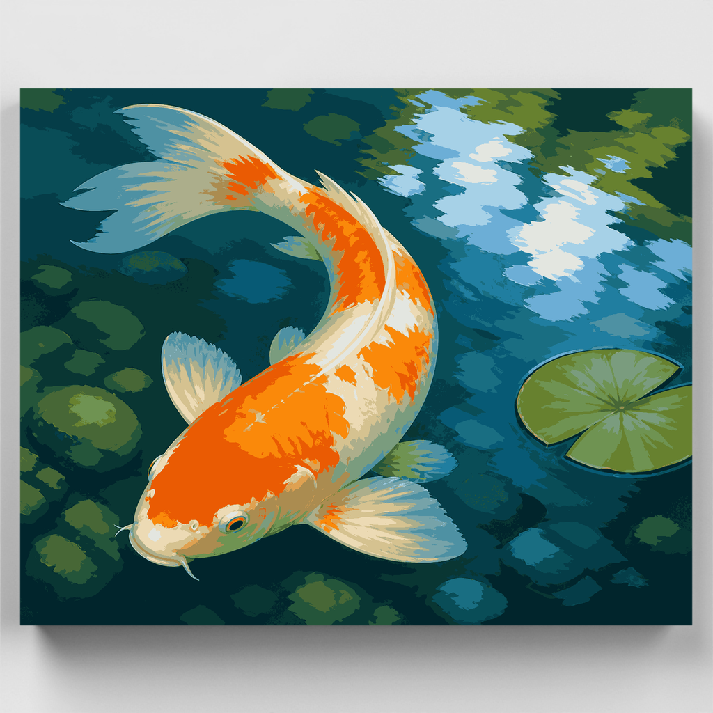 Estanque de carpas koi creciente - Kit de pintura por números — Estándar