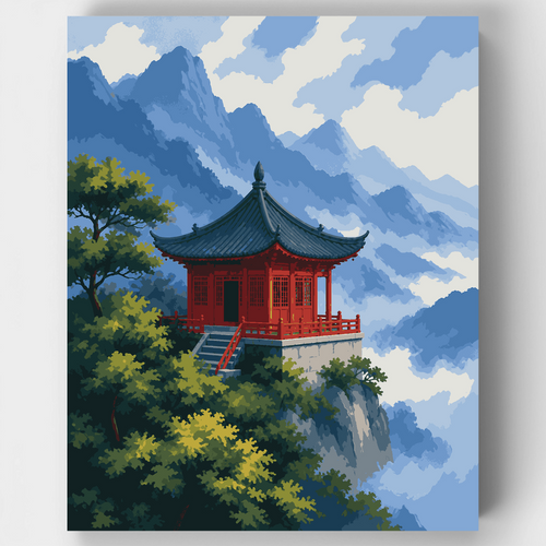 Crimson Pavilion Peak - Paint by Numbers Kit