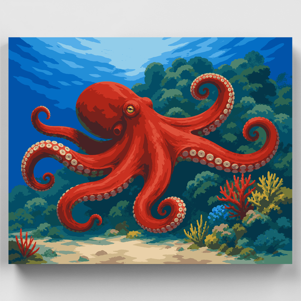Kit de pintura por números - Pulpo del Arrecife Carmesí — Estándar