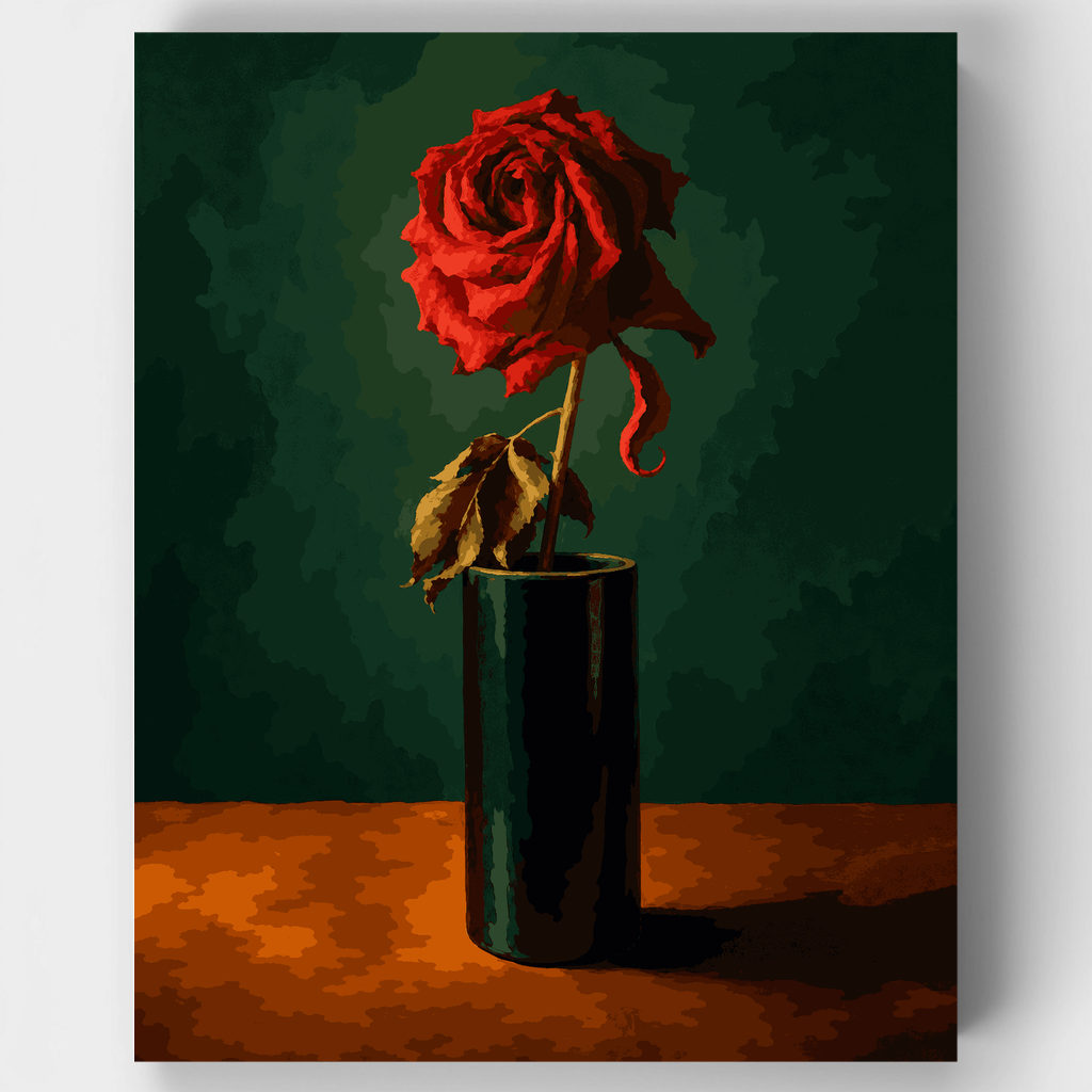 Crimson Rose in Vase - Paint by Numbers Kit