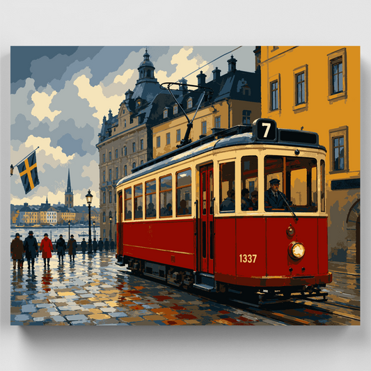 Crimson Tram No. 7 - Paint by Numbers Kit