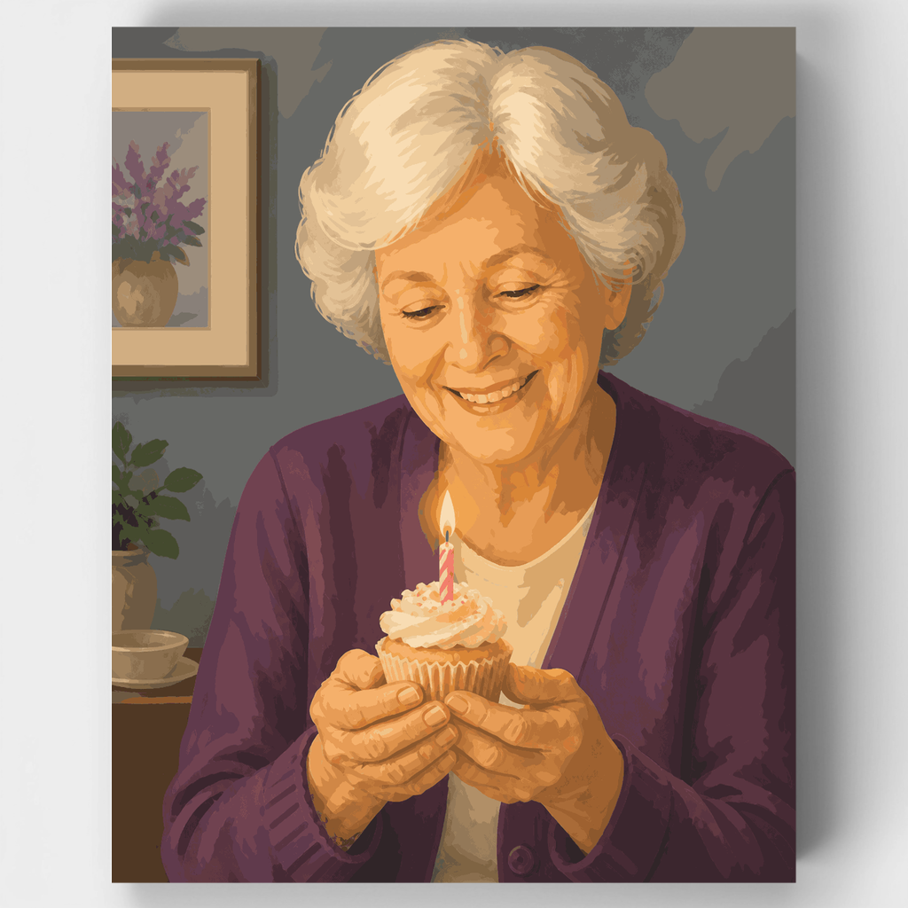 Cupcake Candle Wish - Paint by Numbers Kit