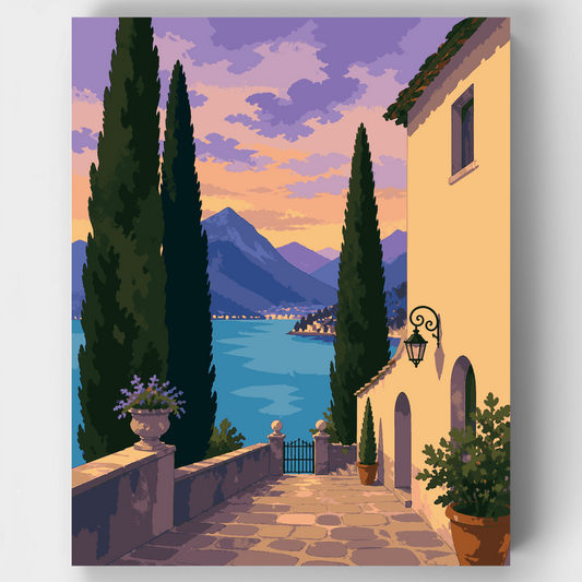 Cypress Path to Lake Como - Paint by Numbers Kit