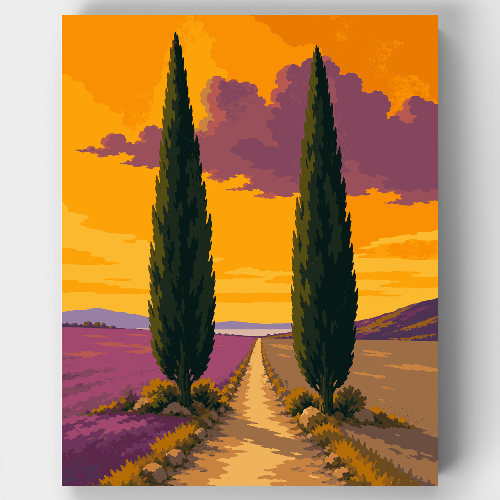 Cypress Road at Sunset - Kit de pintura por números — Estándar