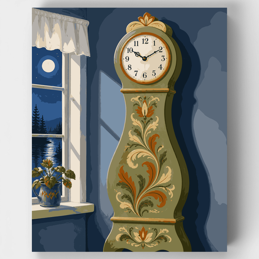 Dalarna Kurbits Clock - Paint by Numbers Kit