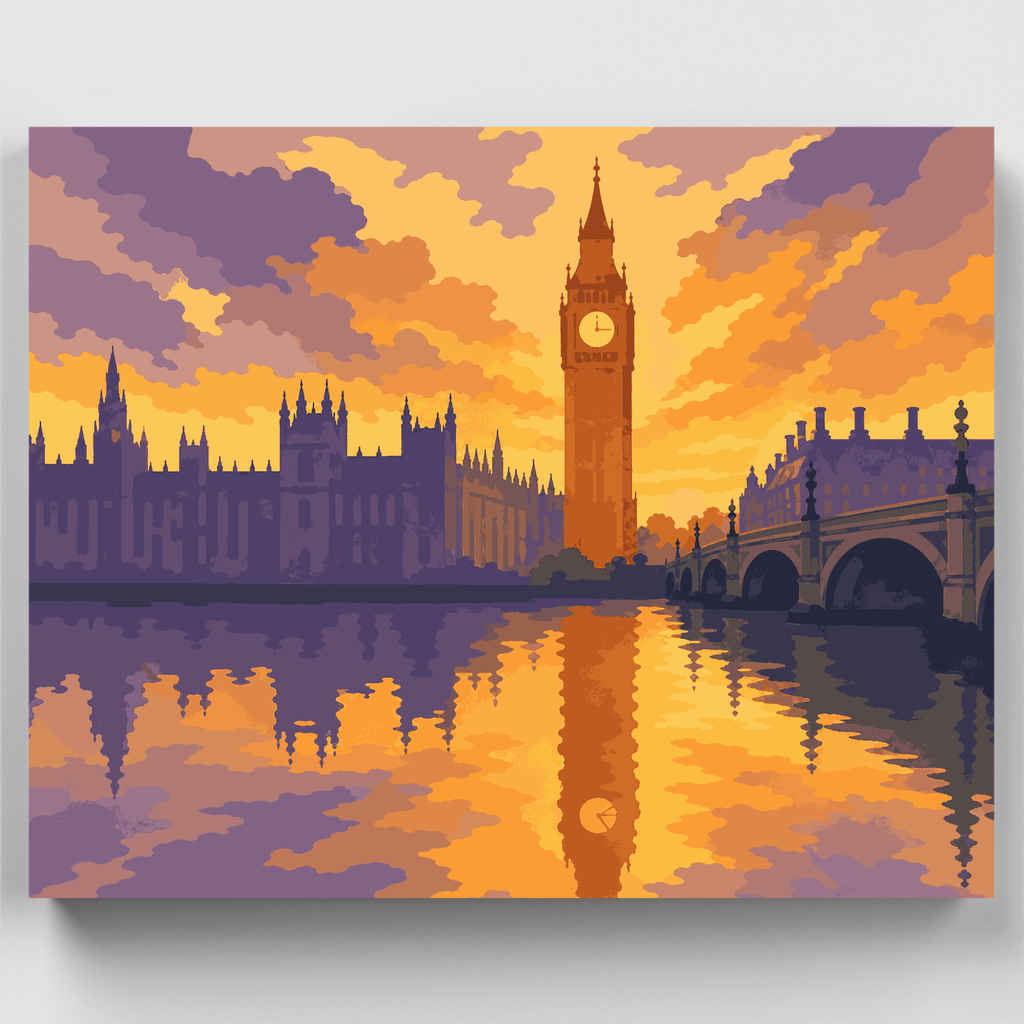 Reflejos del amanecer en el Big Ben - Kit de pintura por números — Estándar