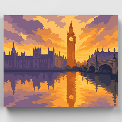 Dawn Reflections of Big Ben - Paint by Numbers Kit