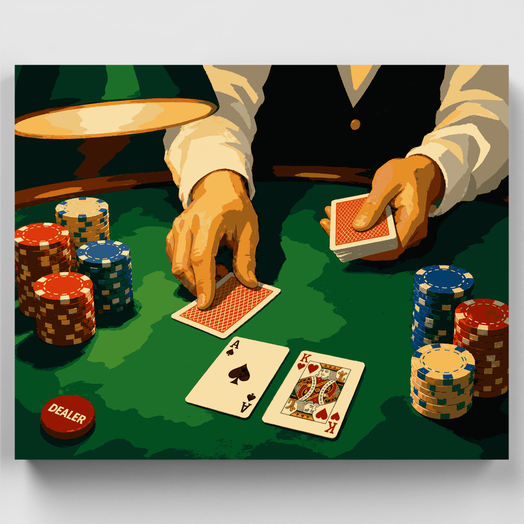 Kit de pintura por números: La mano ganadora del crupier — Estándar