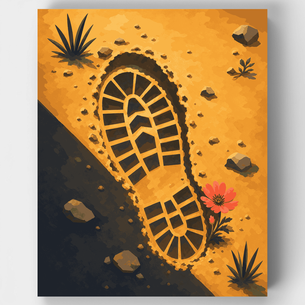 Kit de pintura por números - Huella de bota en el desierto — Estándar