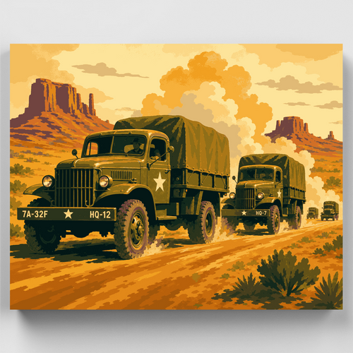 Desert Convoy - Paint by Numbers Kit